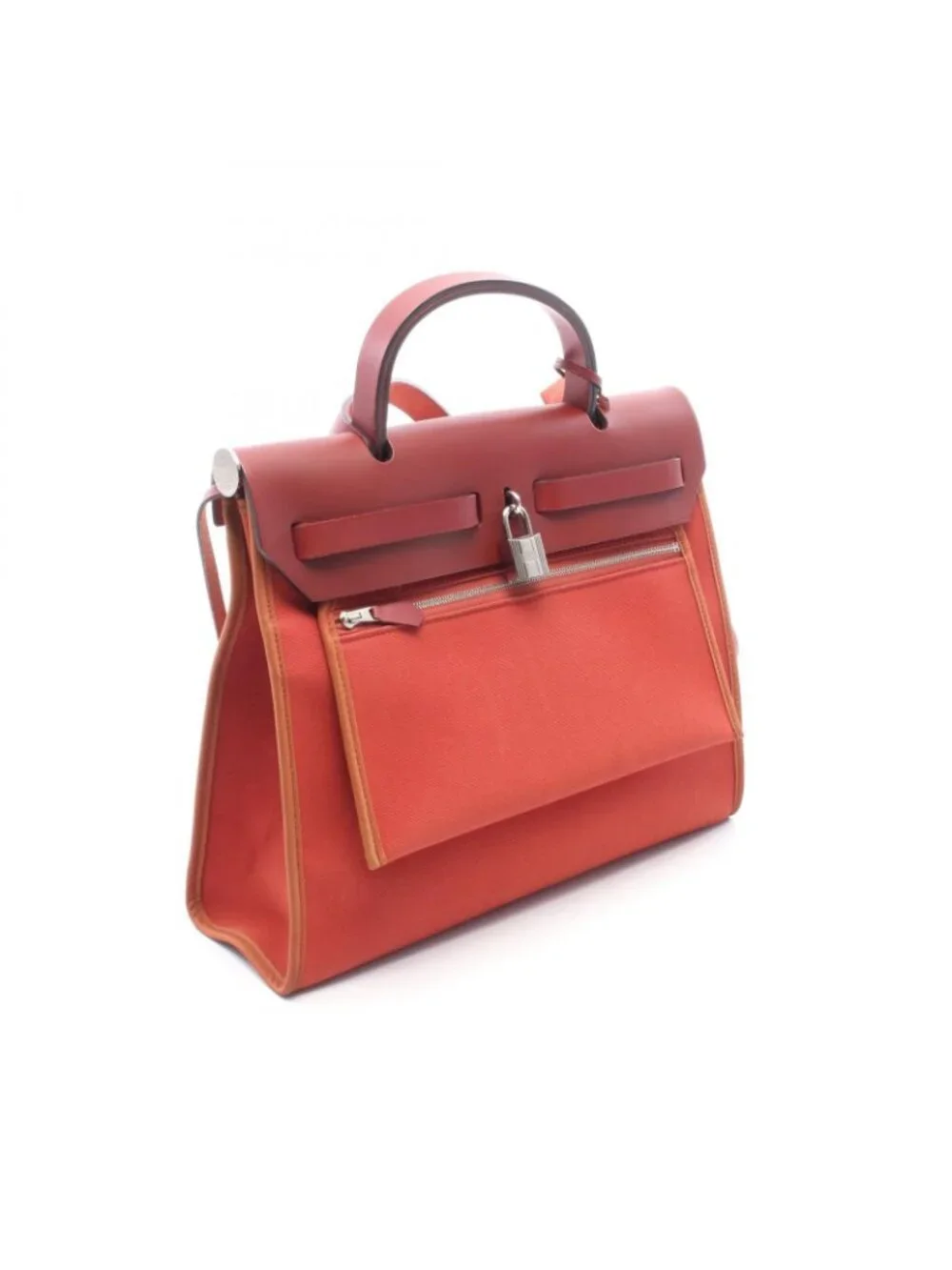 Hermes Herbag Zip PM 2-Way Rouge Ducese Ash Canvas Leather Zip PM Handbag